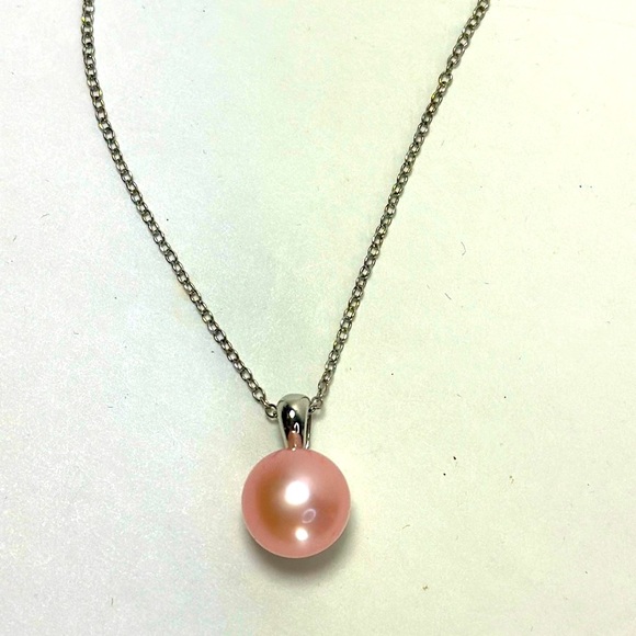 Sterling Pink Pearl Necklace - Picture 2 of 5